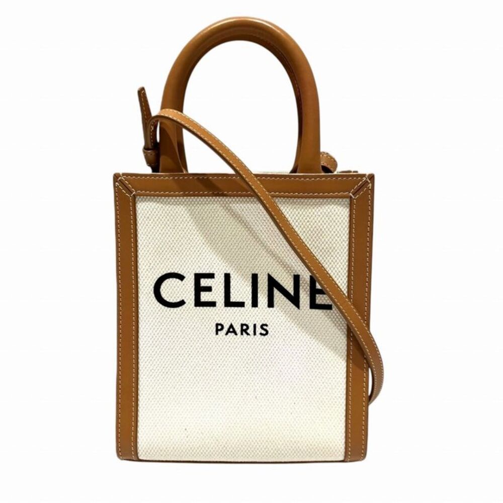 CELINE Mini Vertical Cabas Calfskin Canvas Shoulder Bag